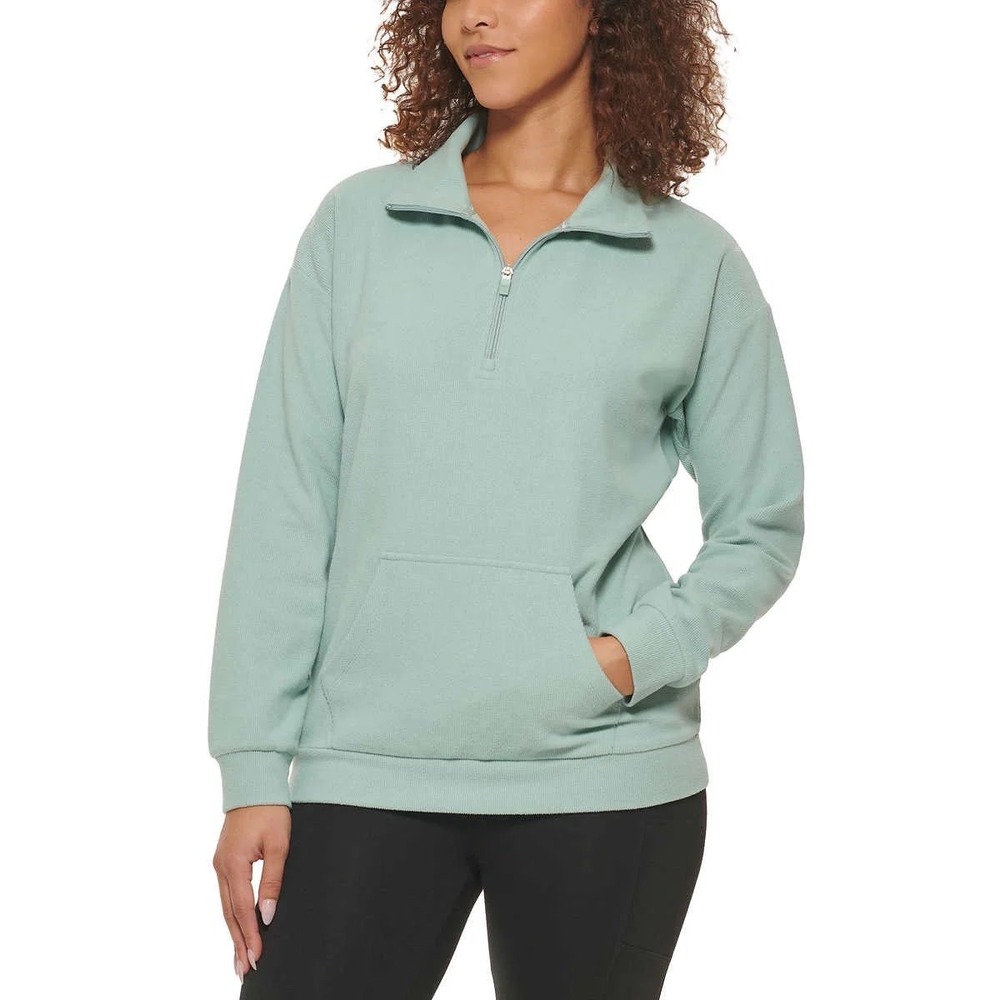Marc by Andrew Marc‎ Corduroy Quarter Zip Pullover Sweatshirt Women's Top Green